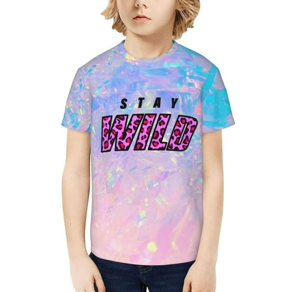 Ben Azelart Stay Wild Kids T-Shirt 3d Printed Graphic T-Shirts Boys And Girls Short Sleeve Shirts For Youth Kids Medium