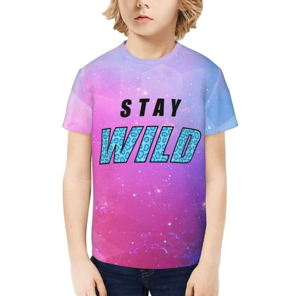 Ben Azelart Stay Wild Kids T-Shirt 3d Printed Graphic T-Shirts Boys And Girls Short Sleeve Shirts For Youth Kids Medium