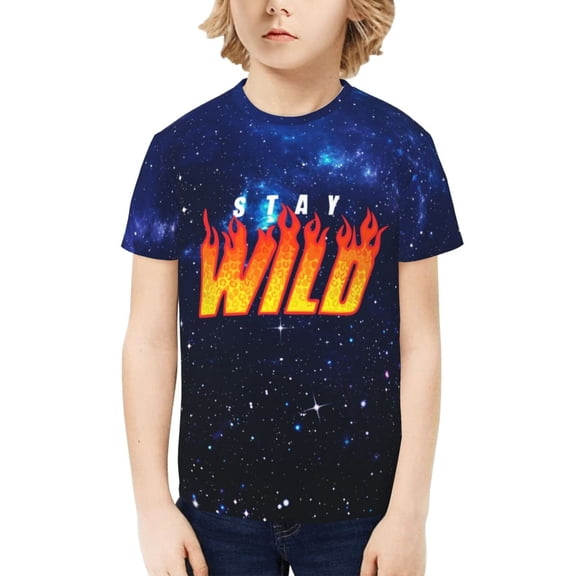 Ben Azelart Stay Wild Kids T-Shirt 3d Printed Graphic T-Shirts Boys And Girls Short Sleeve Shirts For Youth Kids Medium