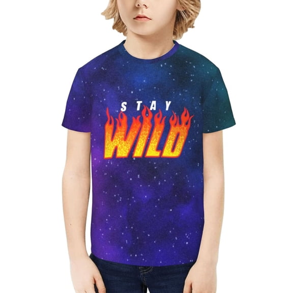 Ben Azelart Stay Wild Kids T-Shirt 3d Printed Graphic T-Shirts Boys And Girls Short Sleeve Shirts For Youth Kids Medium