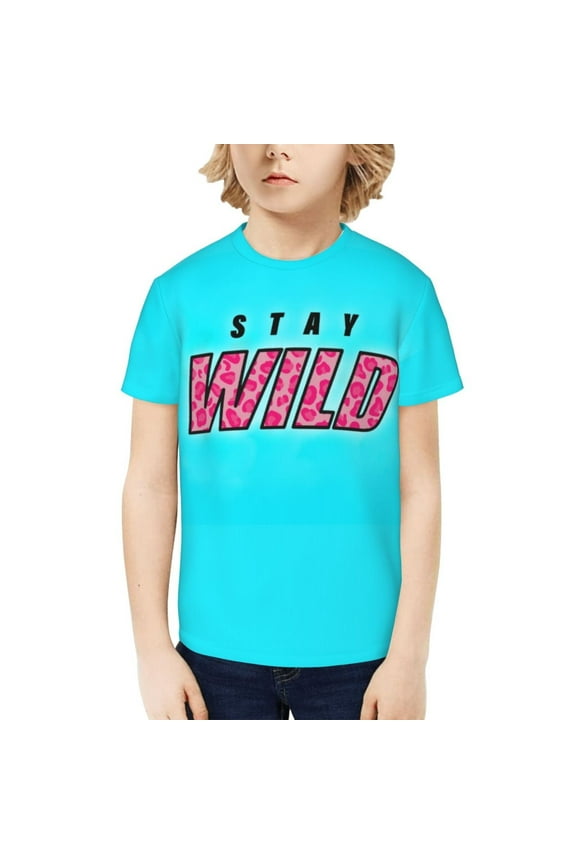 Ben Azelart Stay Wild Kids T-Shirt 3d Printed Graphic T-Shirts Boys And Girls Short Sleeve Shirts For Youth Kids Small