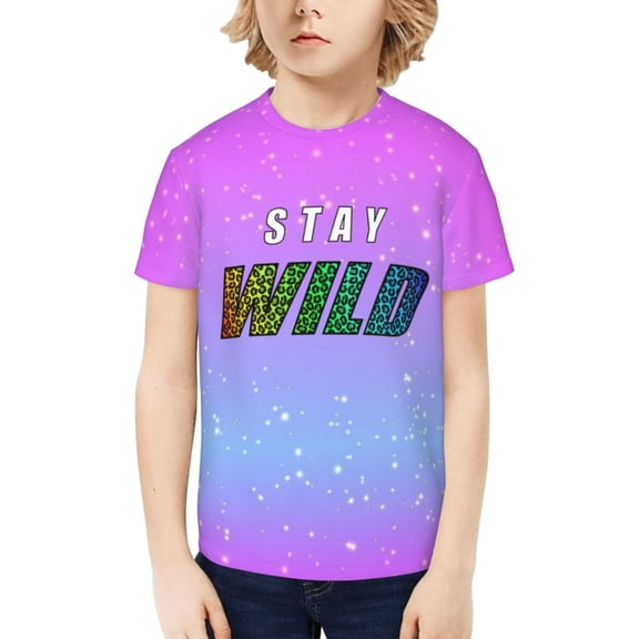 Ben Azelart Stay Wild Kids T-Shirt 3d Printed Graphic T-Shirts Boys And Girls Short Sleeve Shirts For Youth Kids Small