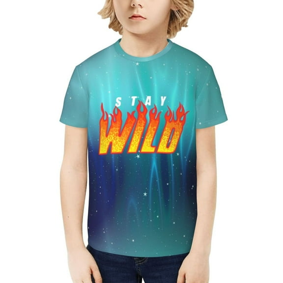 Ben Azelart Stay Wild Kids T-Shirt 3d Printed Graphic T-Shirts Boys And Girls Short Sleeve Shirts For Youth Kids Small