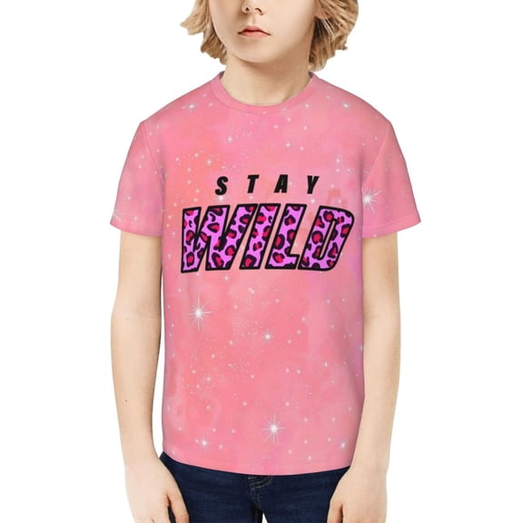 Ben Azelart Stay Wild Kids T-Shirt 3d Printed Graphic T-Shirts Boys And Girls Short Sleeve Shirts For Youth Kids X-Large
