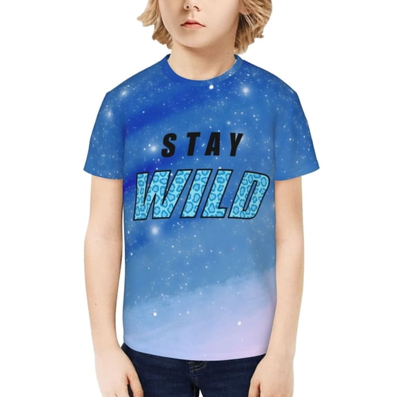 Ben Azelart Stay Wild Kids T-Shirt 3d Printed Graphic T-Shirts Boys And Girls Short Sleeve Shirts For Youth Kids X-Large