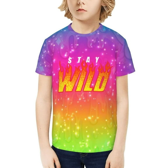Ben Azelart Stay Wild Kids T-Shirt 3d Printed Graphic T-Shirts Boys And Girls Short Sleeve Shirts For Youth Kids X-Large