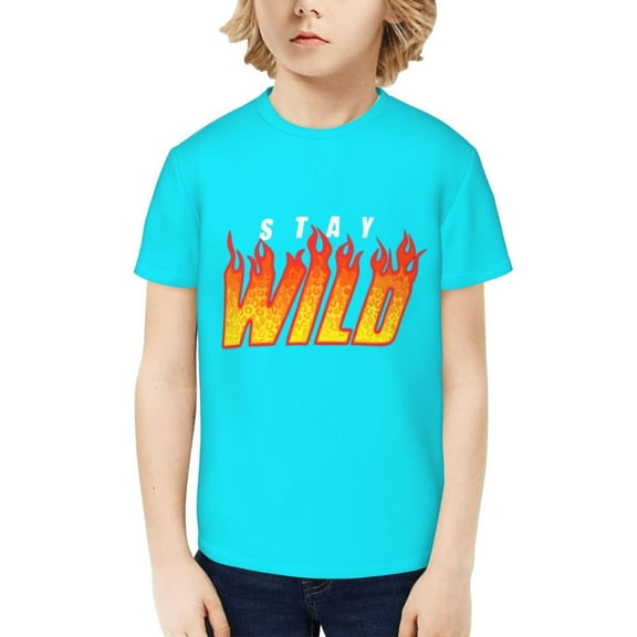 Ben Azelart Stay Wild Kids T-Shirt 3d Printed Graphic T-Shirts Boys And Girls Short Sleeve Shirts For Youth Kids X-Large