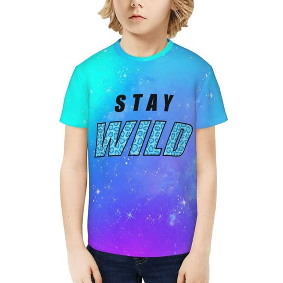 Ben Azelart Stay Wild Kids T-Shirt 3d Printed Graphic T-Shirts Boys And Girls Short Sleeve Shirts For Youth Kids X-Small