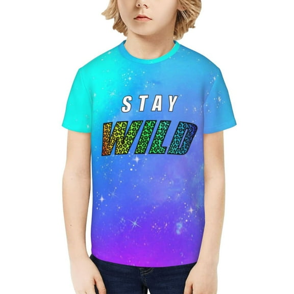 Ben Azelart Stay Wild Kids T-Shirt 3d Printed Graphic T-Shirts Boys And Girls Short Sleeve Shirts For Youth Kids X-Small