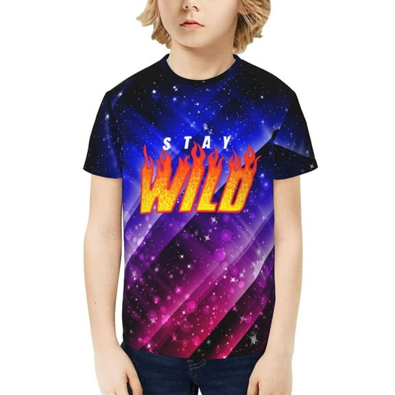 Ben Azelart Stay Wild Kids T-Shirt 3d Printed Graphic T-Shirts Boys And Girls Short Sleeve Shirts For Youth Kids X-Small