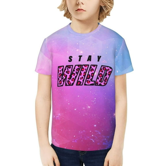 Ben Azelart Stay Wild Kids T-Shirt 3d Printed Graphic T-Shirts Boys And Girls Short Sleeve Shirts For Youth Kids X-Small