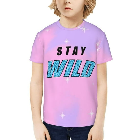 Ben Azelart Stay Wild Kids T-Shirt 3d Printed Graphic T-Shirts Boys And Girls Short Sleeve Shirts For Youth Kids X-Small