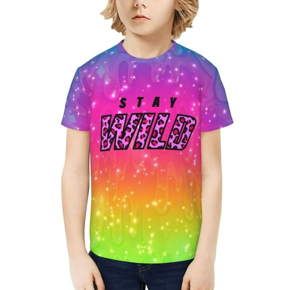 Ben Azelart Stay Wild Kids T-Shirt 3d Printed Graphic T-Shirts Boys And Girls Short Sleeve Shirts For Youth Kids X-Small