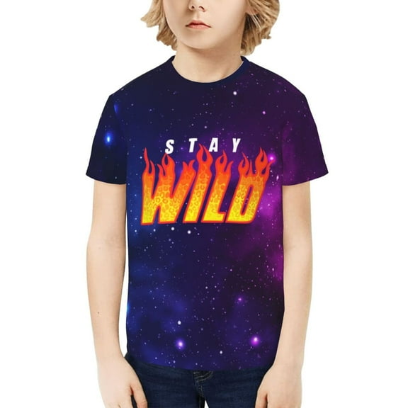 Ben Azelart Stay Wild Kids T-Shirt 3d Printed Graphic T-Shirts Boys And Girls Short Sleeve Shirts For Youth Kids X-Small