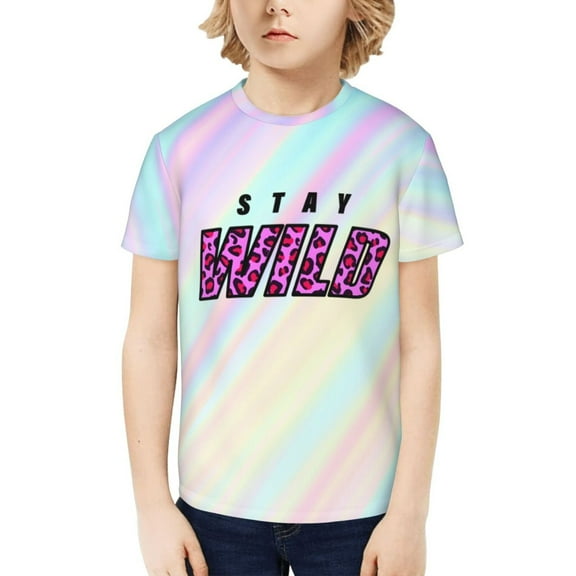 Ben Azelart Stay Wild Kids T-Shirt 3d Printed Graphic T-Shirts Boys And Girls Short Sleeve Shirts For Youth Kids X-Small