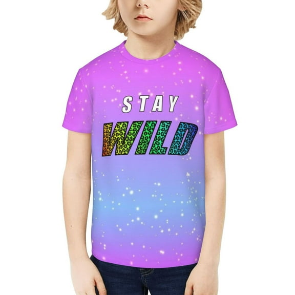 Ben Azelart Stay Wild Kids T-Shirt 3d Printed Graphic T-Shirts Boys And Girls Short Sleeve Shirts For Youth Kids X-Small