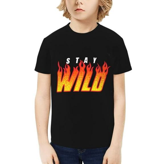 Ben Azelart Stay Wild Kids T-Shirt 3d Printed Graphic T-Shirts Boys And Girls Short Sleeve Shirts For Youth Kids X-Small