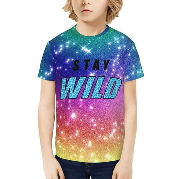 Ben Azelart Stay Wild Kids T-Shirt 3d Printed Graphic T-Shirts Boys And Girls Short Sleeve Shirts For Youth Kids X-Small