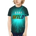 thumbnail image 1 of Ben Azelart Stay Wild Kids T-Shirt 3d Printed Graphic T-Shirts Boys And Girls Short Sleeve Shirts For Youth Kids X-Small, 1 of 7