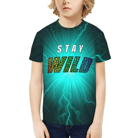 Ben Azelart Stay Wild Kids T-Shirt 3d Printed Graphic T-Shirts Boys And Girls Short Sleeve Shirts For Youth Kids X-Small