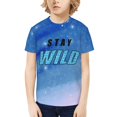 thumbnail image 1 of Ben Azelart Stay Wild Kids T-Shirt 3d Printed Graphic T-Shirts Boys And Girls Short Sleeve Shirts For Youth Kids X-Small, 1 of 7