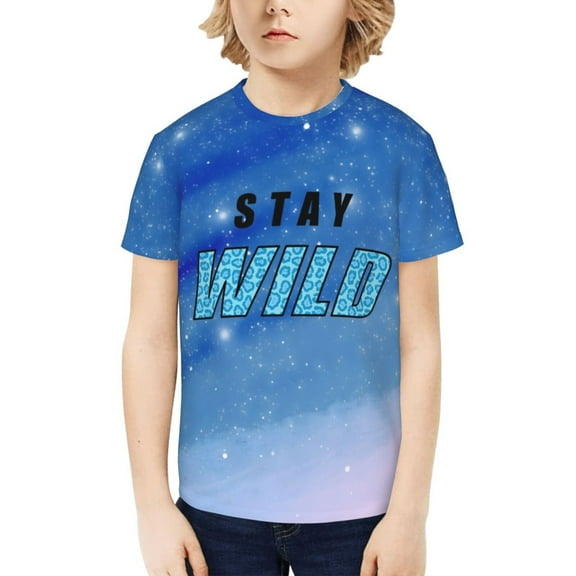 Ben Azelart Stay Wild Kids T-Shirt 3d Printed Graphic T-Shirts Boys And Girls Short Sleeve Shirts For Youth Kids X-Small