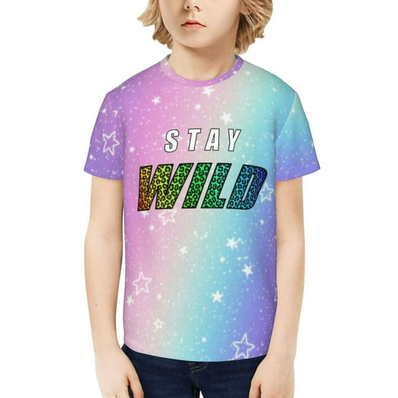 Ben Azelart Stay Wild Kids T-Shirt 3d Printed Graphic T-Shirts Boys And Girls Short Sleeve Shirts For Youth Kids X-Small