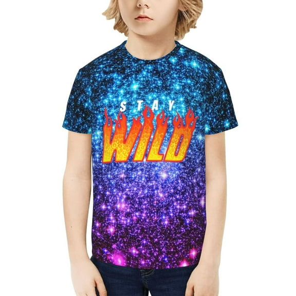 Ben Azelart Stay Wild Kids T-Shirt 3d Printed Graphic T-Shirts Boys And Girls Short Sleeve Shirts For Youth Kids X-Small