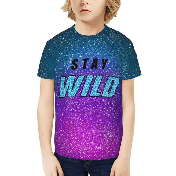 Ben Azelart Stay Wild Kids T-Shirt 3d Printed Graphic T-Shirts Boys And Girls Short Sleeve Shirts For Youth Kids X-Small
