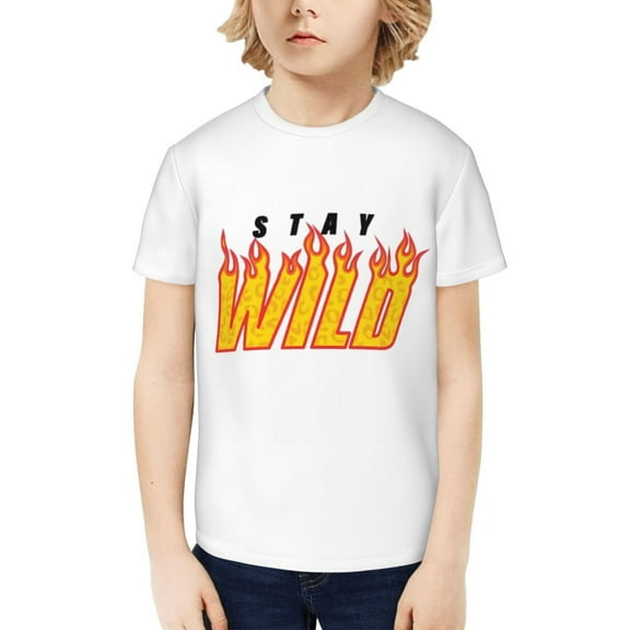 Ben Azelart Stay Wild Kids T-Shirt 3d Printed Graphic T-Shirts Boys And Girls Short Sleeve Shirts For Youth Kids X-Small