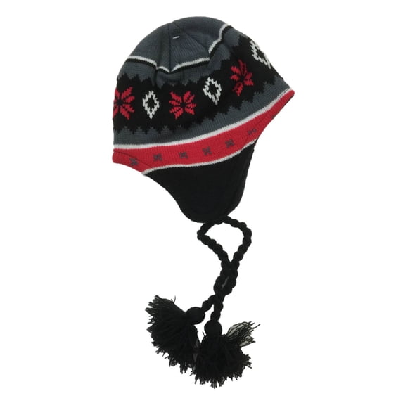 Ben Berger Boys Gray & Red Snowflake Fleece Lined Winter Trapper Hat