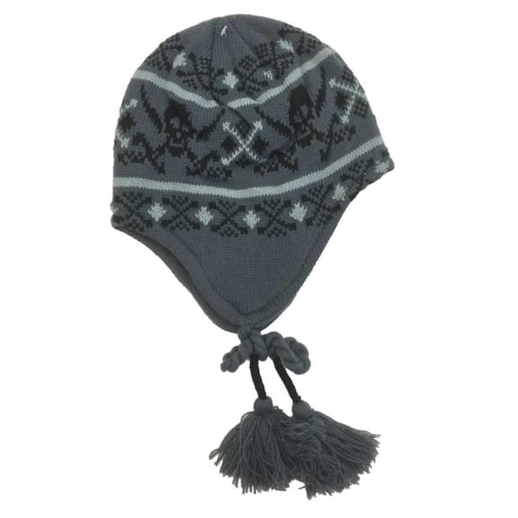 Ben Berger Boys Gray Skull Fleece Lined Winter Trapper Hat