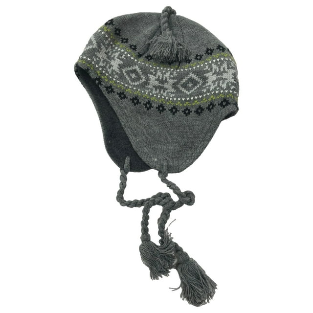 Ben Berger Boys Gray Snowflake Peruvian Trapper Hat Nordic Print Grey