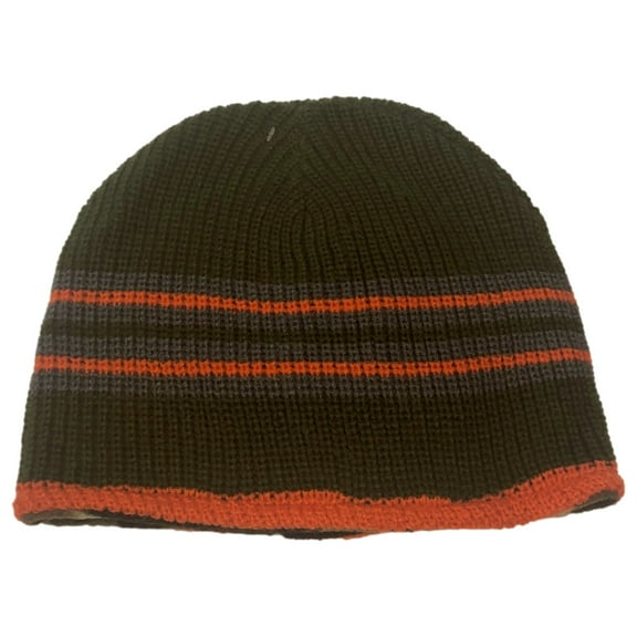 Ben Berger Boys Reversible Green Knit Beanie Cammo Fleece Stocking Cap Hat