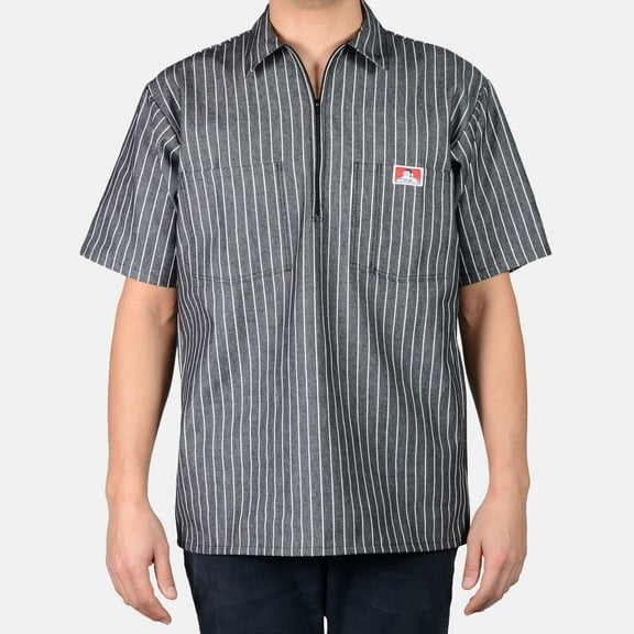Ben Davis 1/2 Zip Striped Short Sleeve Work Shirt 109-M