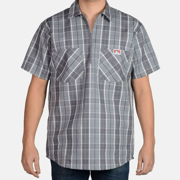 Ben Davis Half Zip Short Sleeve Plaid