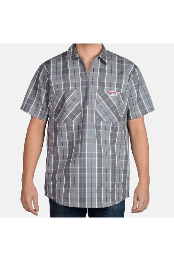 Half Zip Short Sleeve Plaid