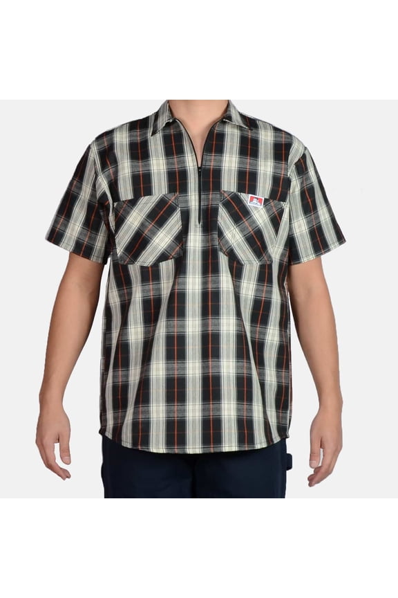 Half Zip Short Sleeve Plaid