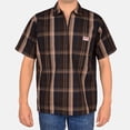 thumbnail image 1 of Ben Davis 1/2 Zip Short Sleeve Plaid Shirt (2X) Brown, 1 of 1