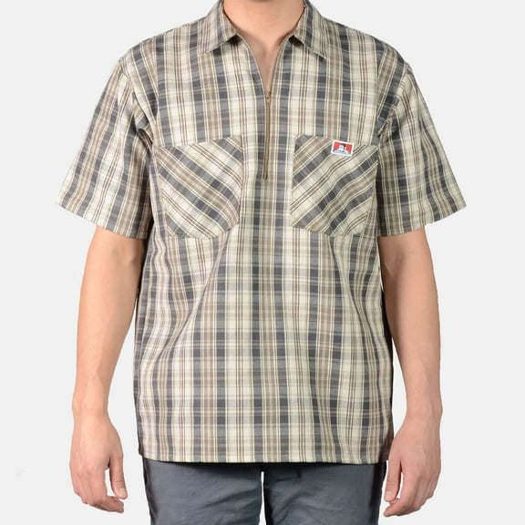 Ben Davis Half Zip Short Sleeve Plaid