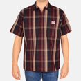 thumbnail image 1 of Ben Davis 1/2 Zip Short Sleeve Plaid Shirt (XL) Burgundy, 1 of 1
