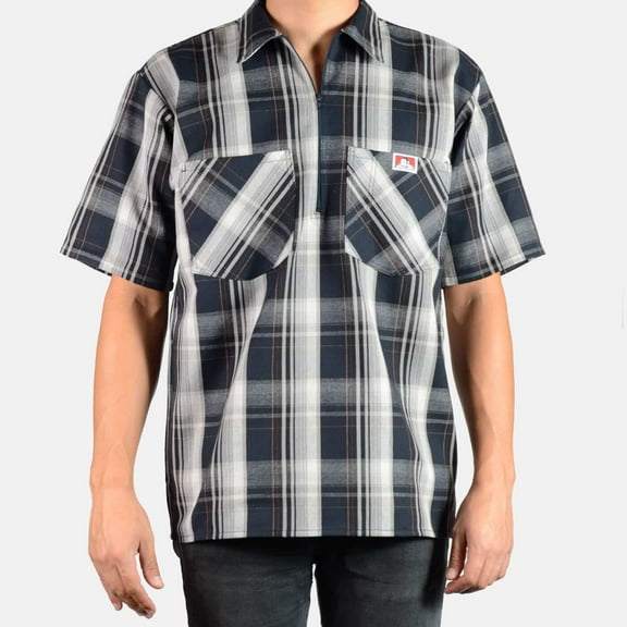 Ben Davis Half Zip Short Sleeve Plaid