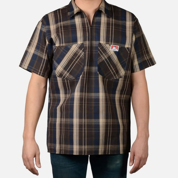 Ben Davis Half Zip Short Sleeve Plaid