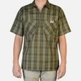 thumbnail image 1 of Ben Davis 1/2 Zip Plaid Short Sleeved Shirt Olive Large (138), 1 of 1
