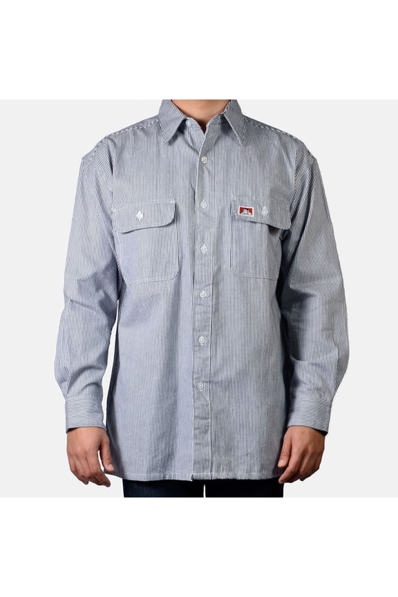 Long Sleeve 100% Cotton Button Stripe Regular