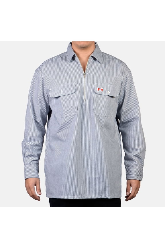 Long Sleeve 100% Cotton Half Zip Stripe Regular