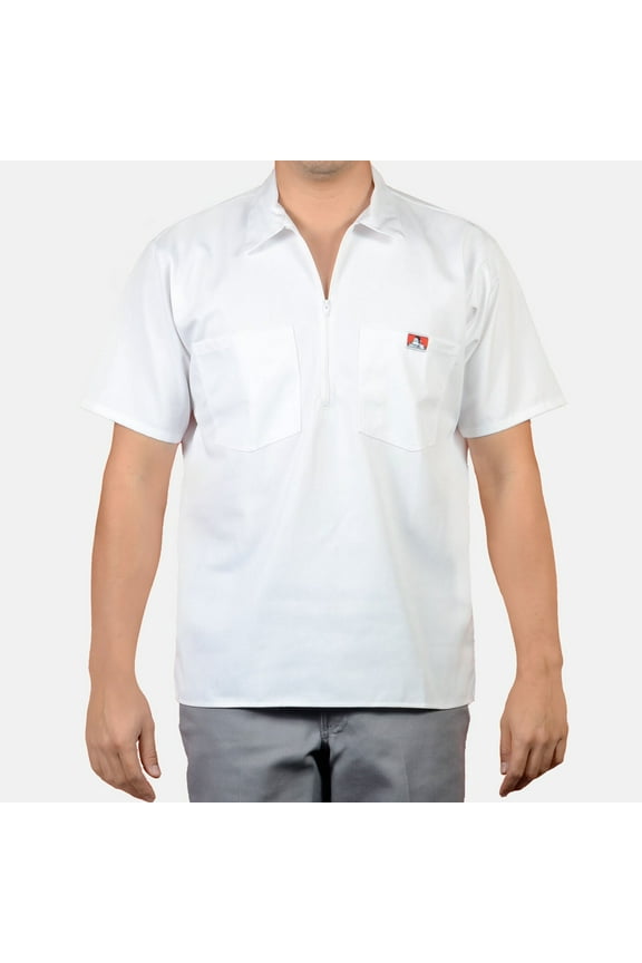 Men's Half-Zip Short Sleeve Collared Solid Work Shirt 121-M