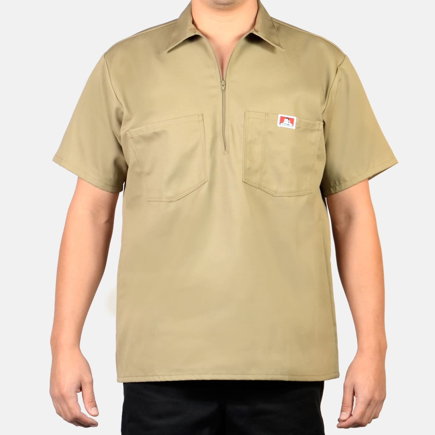 Ben Davis Men's Half-Zip Short Sleeve Collared Solid Work