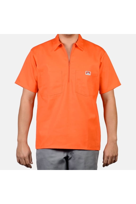 Men's Half-Zip Short Sleeve Collared Solid Work Shirt 126-2XL