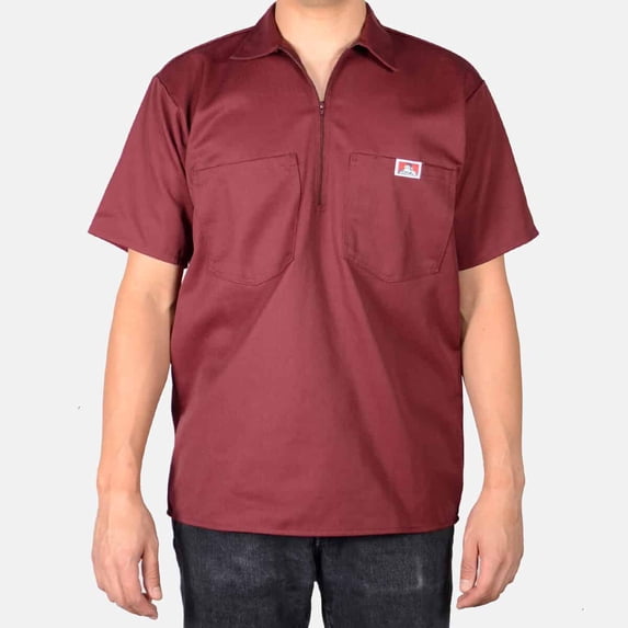 Ben Davis Men's Half-Zip Short Sleeve Collared Solid Work Shirt 128-3XL